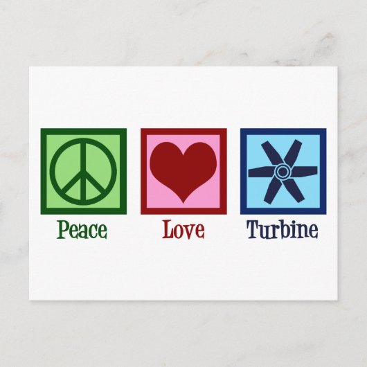 Peace Love Turbine Fan Briefkaart (Voorkant)