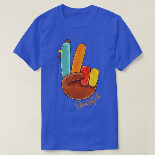 Peace Love Turkey Grateful Turkey Hand Sign Bedank T-shirt (Design voorkant)
