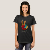Peace Love Turkey Grateful Turkey Hand Sign Bedank T-shirt (Voorkant volledig)