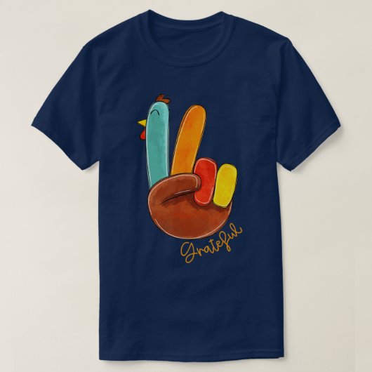 Peace Love Turkey Grateful Turkey Hand Sign Bedank T-shirt (Design voorkant)