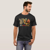 Peace Love Turkey Herfst Turkey Leopard Peace Hand T-shirt (Voorkant volledig)