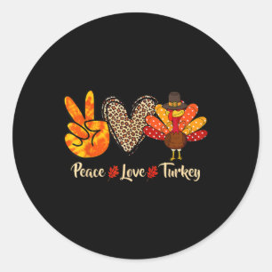 Peace Love Turkey Little Pilgrim Thanksgiving Ronde Sticker