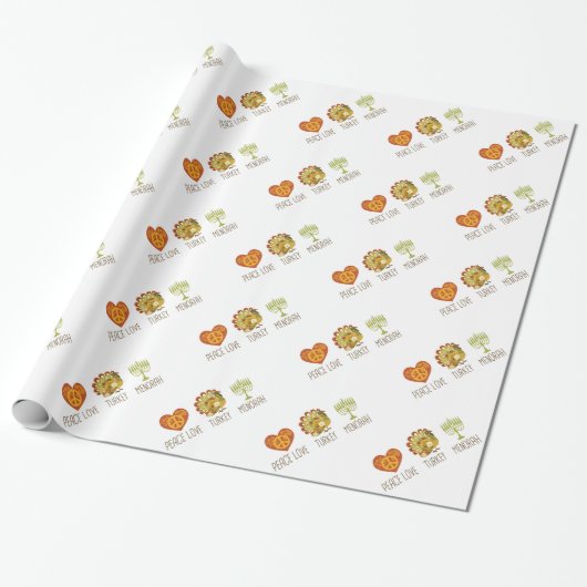 Peace Love Turkey Menorah Cadeaupapier (Uitgerold)