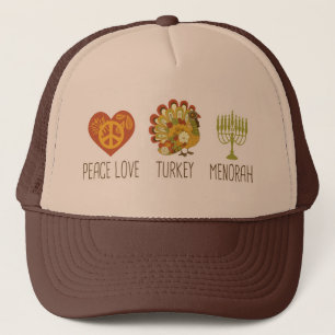 Peace Love Turkey Menorah Trucker Pet