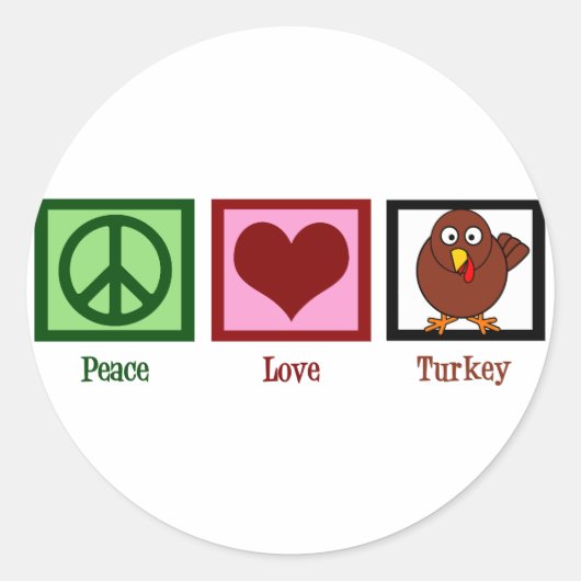 Peace Love Turkey Ronde Sticker (Voorkant)