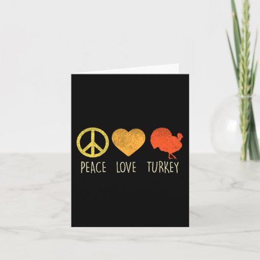 Peace Love Turkije Leuke Thanksgiving Dag Hippie H Kaart (Voorkant)