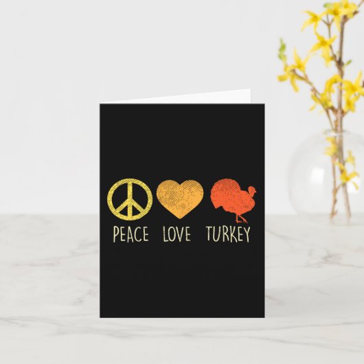 Peace Love Turkije Leuke Thanksgiving Dag Hippie H Kaart (Gele Bloem)