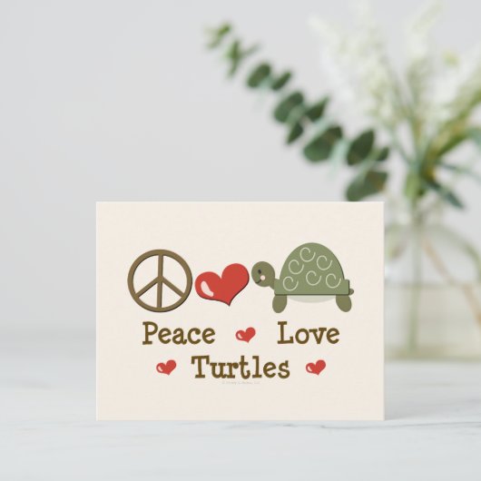 Peace Love Turtles Briefkaart (Staand voorkant)