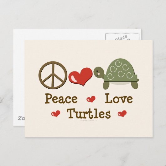 Peace Love Turtles Briefkaart (Voorkant / Achterkant)