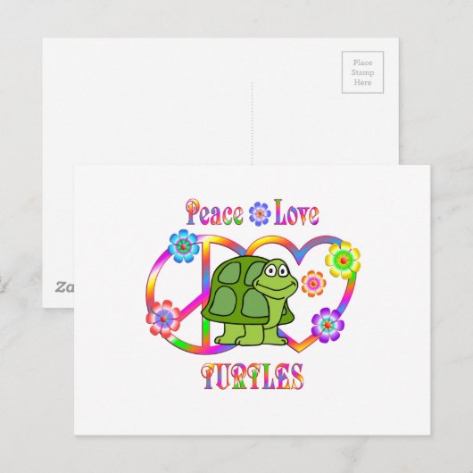Peace Love Turtles Briefkaart (Voorkant / Achterkant)