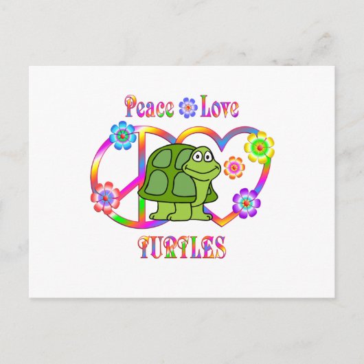 Peace Love Turtles Briefkaart (Voorkant)
