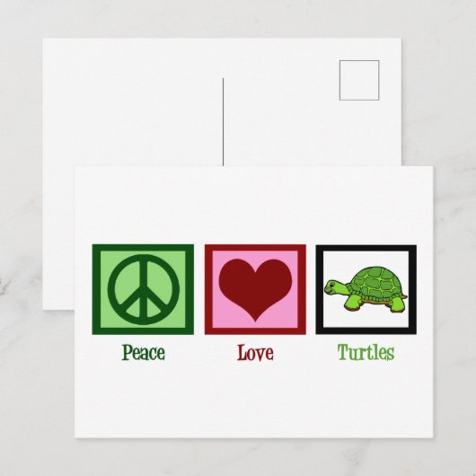 Peace Love Turtles Briefkaart (Voorkant / Achterkant)