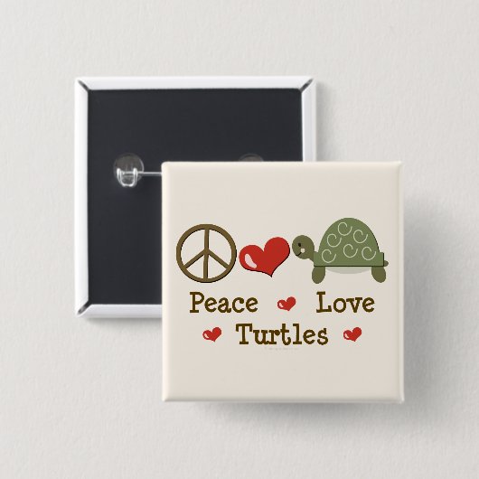 Peace Love Turtles Button (Voorkant /achterkant)