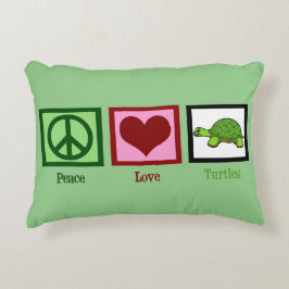 Peace Love Turtles Cute Green Decoratief Kussen