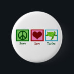 Peace Love Turtles Cute Zee Turtle Ronde Button 5,7 Cm<br><div class="desc">Een gave schildpaddenstoel met een  schildpad naast een schattig vredesteken en een leuk hart. Peace Love Turtles.</div>