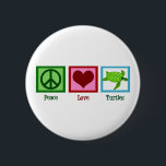 Peace Love Turtles Cute Zee Turtle Ronde Button 5,7 Cm<br><div class="desc">Een gave schildpaddenstoel met een  schildpad naast een schattig vredesteken en een leuk hart. Peace Love Turtles.</div>