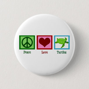 Peace Love Turtles Cute Zee Turtle Ronde Button 5,7 Cm
