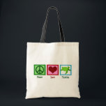 Peace Love Turtles Cute Zee Turtle Tote Bag<br><div class="desc">Een gave schildpaddenstoel met een schildpad naast een schattig vredesteken en een leuk hart. Peace Love Turtles.</div>