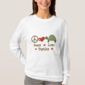 Peace Love Turtles Long hoeve Tee Shirt (Voorkant)