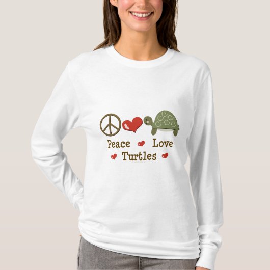 Peace Love Turtles Long hoeve Tee Shirt (Voorkant)