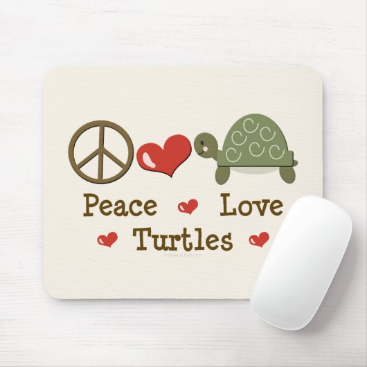 Peace Love Turtles Mousepad Muismat (Met muis)