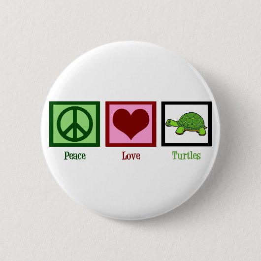 Peace Love Turtles Ronde Button 5,7 Cm (Voorkant)