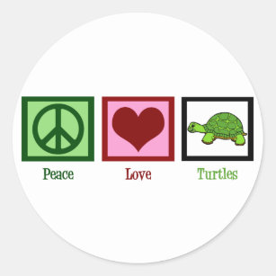 Peace Love Turtles Ronde Sticker