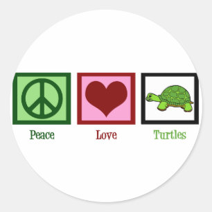 Peace Love Turtles Ronde Sticker