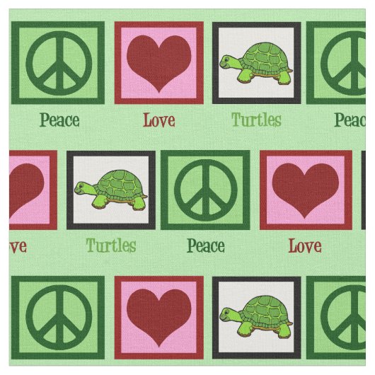 Peace Love Turtles Stof (Close Up)