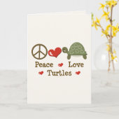 Peace Love Turtles Wenskaart Kaart (Gele Bloem)