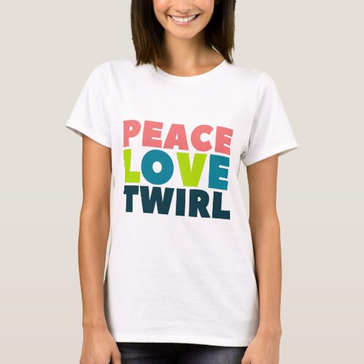 Peace Love Twirl Colorguard Flag Winterguard T-shirt (Voorkant)