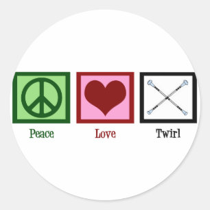 Peace Love Twirl Ronde Sticker