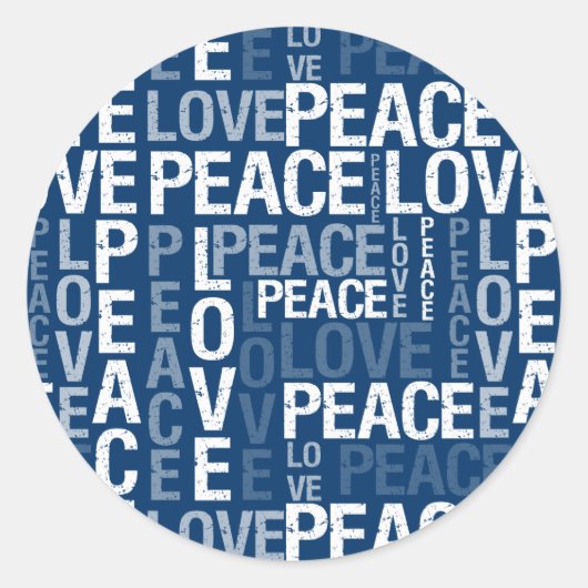 Peace Love Typografie Ronde Sticker (Voorkant)