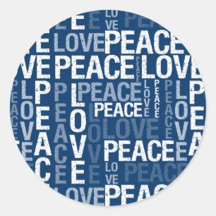Peace Love Typografie Ronde Sticker