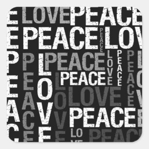 Peace Love Typografie Vierkante Sticker