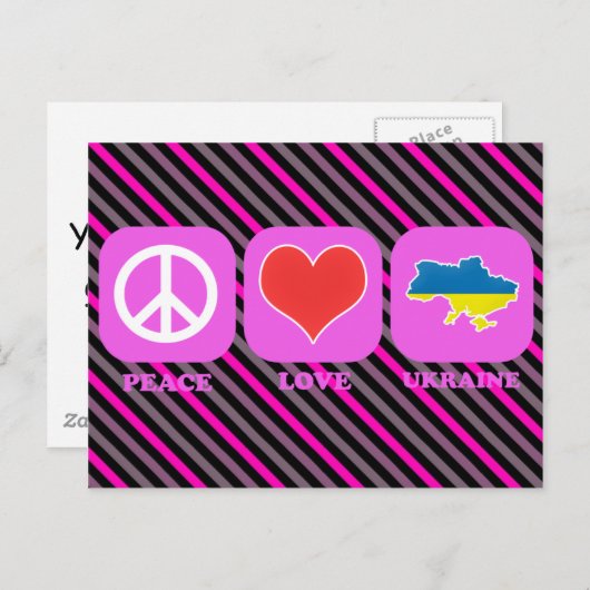 Peace Love Ukraine Briefkaart (Voorkant / Achterkant)