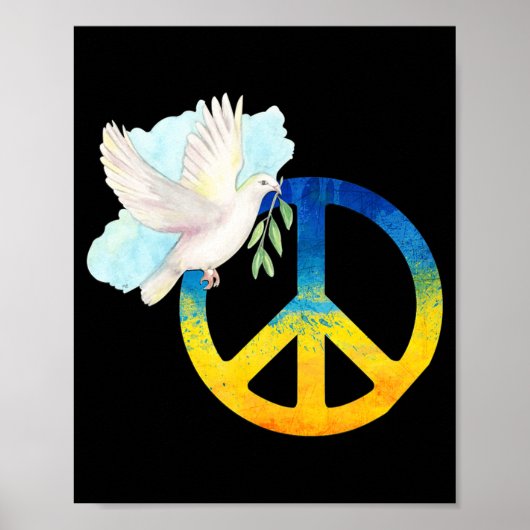 Peace Love Ukraine Dove Ukraine Flag Support Ukrai Poster (Voorkant)