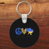 Peace Love Ukraine Oekraïense vlag ik sta bij het Sleutelhanger (Voorkant)