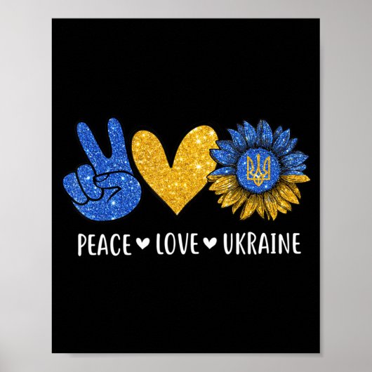 Peace Love Ukraine Oekraïense vlag Peace in Ukrain Poster (Voorkant)