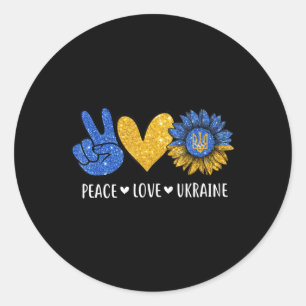 Peace Love Ukraine Oekraïense vlag Peace in Ukrain Ronde Sticker