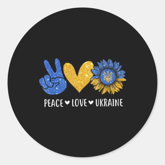 Peace Love Ukraine Oekraïense vlag Peace in Ukrain Ronde Sticker (Voorkant)