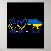 Peace Love Ukraine ondersteunt Oekraïense vlag Pea Poster (Voorkant)