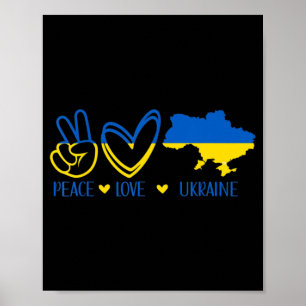 Peace Love Ukraine ondersteunt Oekraïense vlag Pea Poster