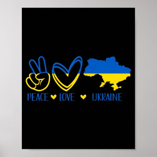 Peace Love Ukraine ondersteunt Oekraïense vlag Pea Poster (Voorkant)