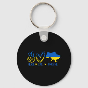 Peace Love Ukraine ondersteunt Oekraïense vlag Pea Sleutelhanger