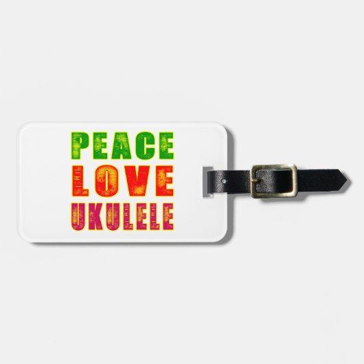 Peace Love Ukulele Bagagelabel (Voorkant horizontaal)