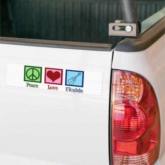 Peace Love Ukulele Bumpersticker (Op Truck)