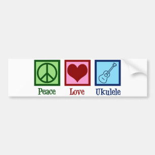 Peace Love Ukulele Bumpersticker