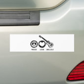 Peace Love Ukulele Bumpersticker (Op auto)