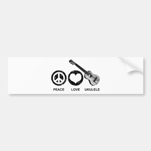Peace Love Ukulele Bumpersticker (Voorkant)